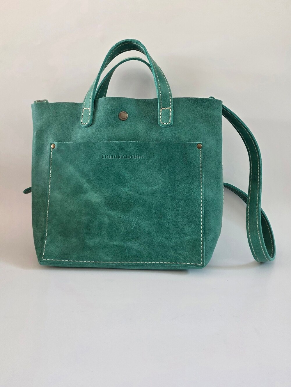 Portland Leather Mini Crossbody Shoulder Tote Bag Purse in Green